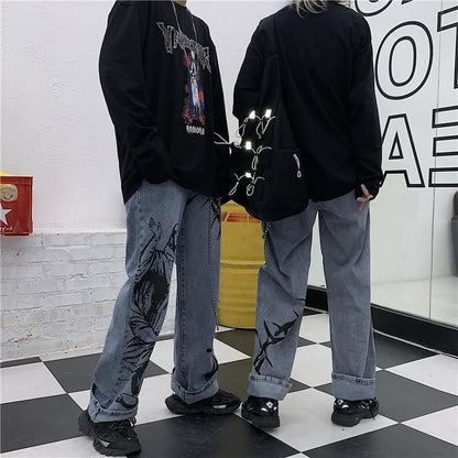 Loose Streetwear Jeans Jeans SHENGPALAE Official Store 