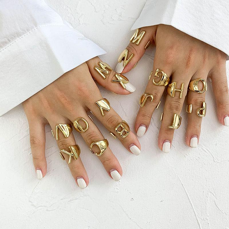 Gold Letter Ring - FashionAngelz