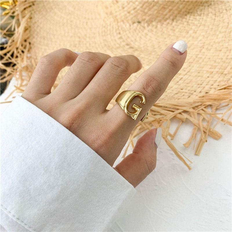 Gold Letter Ring - FashionAngelz