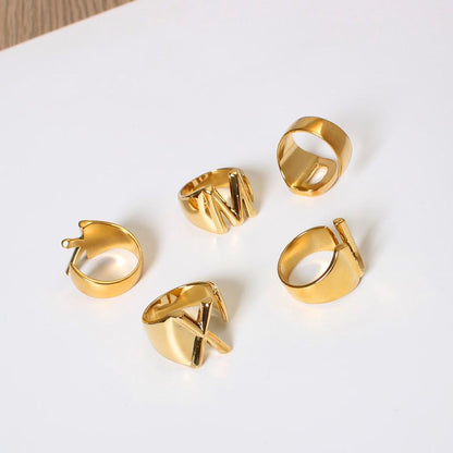 Gold Letter Ring - FashionAngelz