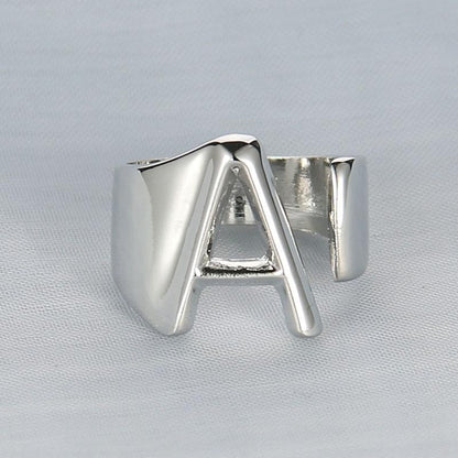 Silver Letter Ring - FashionAngelz