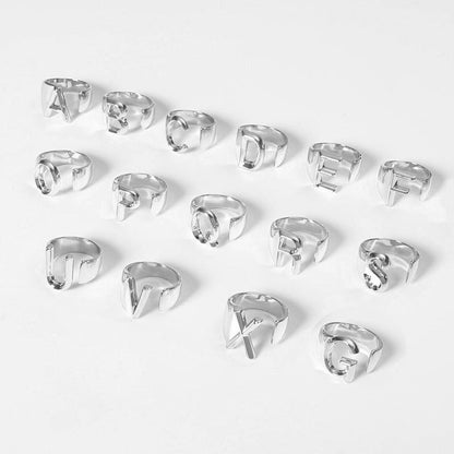 Silver Letter Ring - FashionAngelz