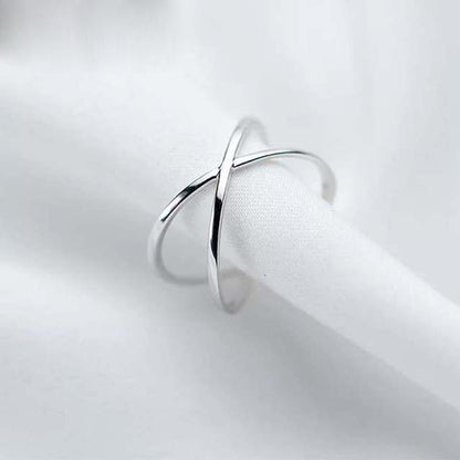 Silver Cross Band Ring - FashionAngelz