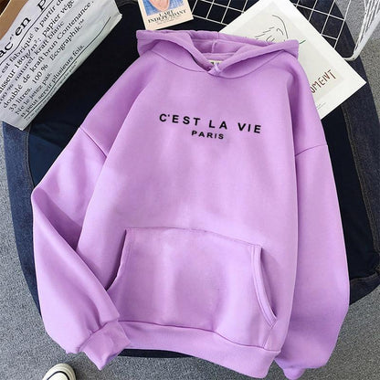 "C'est La Vie" Pullover Hoodie Hoodies & Sweatshirts LJ Kpop Harajuku Store Lavender S 
