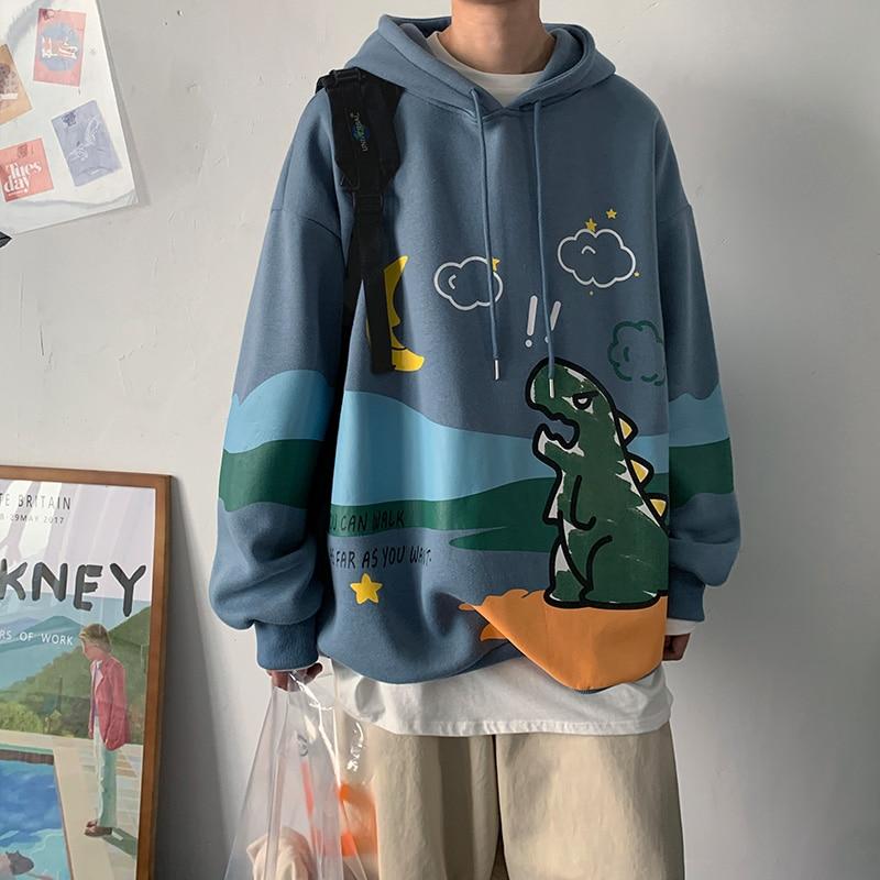 Angry Dinosaur Pullover Hoodie Hoodies & Sweatshirts ZAZOMDE Store Sky Blue S 