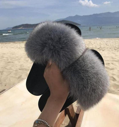 Fox Fur Sliders - FashionAngelz