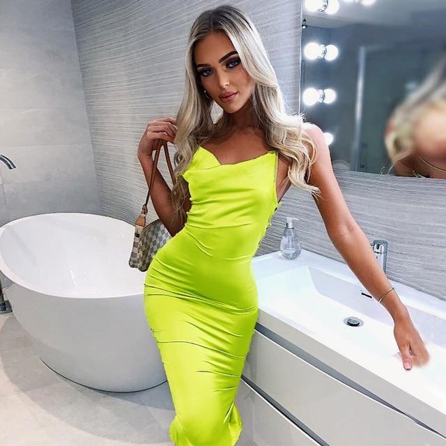 Sleeveless Satin Dress - FashionAngelz