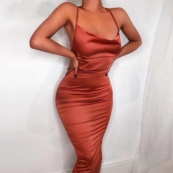 Sleeveless Satin Dress - FashionAngelz