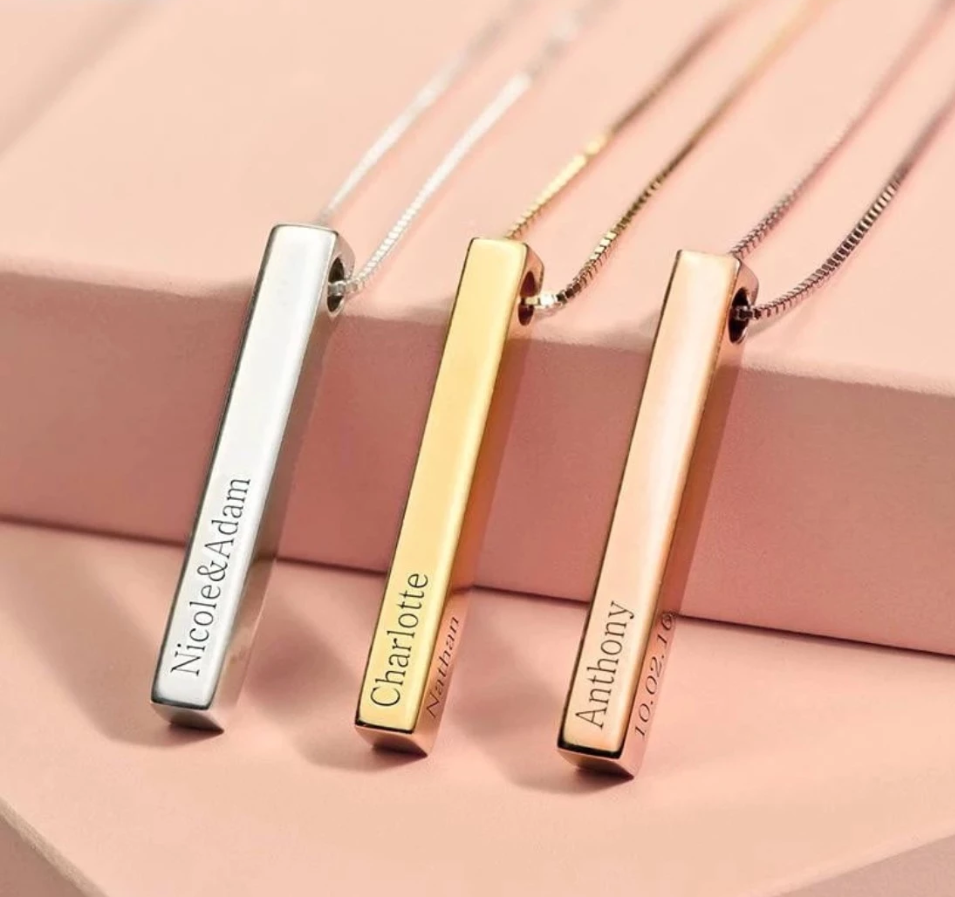 4-Sided Custom Engraved Bar Necklace - FashionAngelz