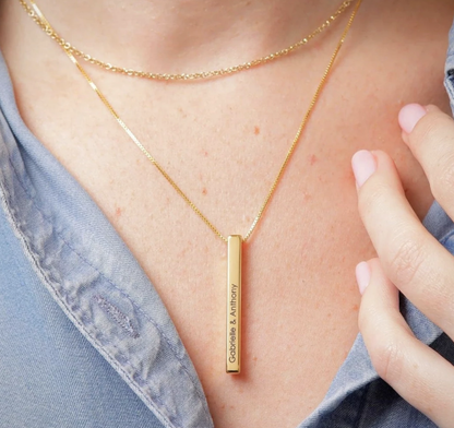 4-Sided Custom Engraved Bar Necklace - FashionAngelz