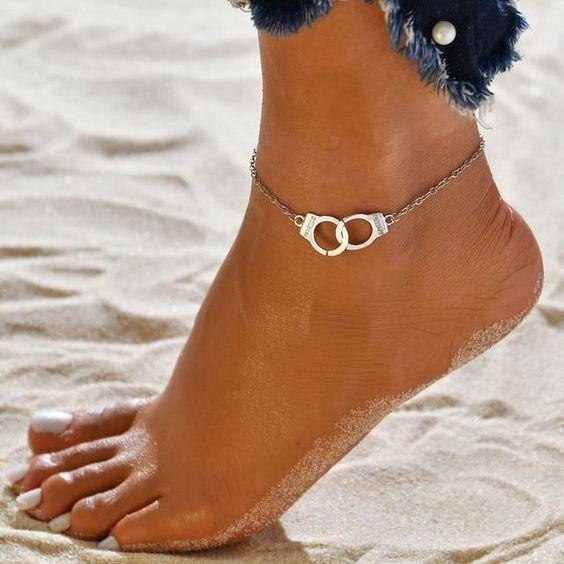 Silver "Freedom" Handcuff Anklet - FashionAngelz