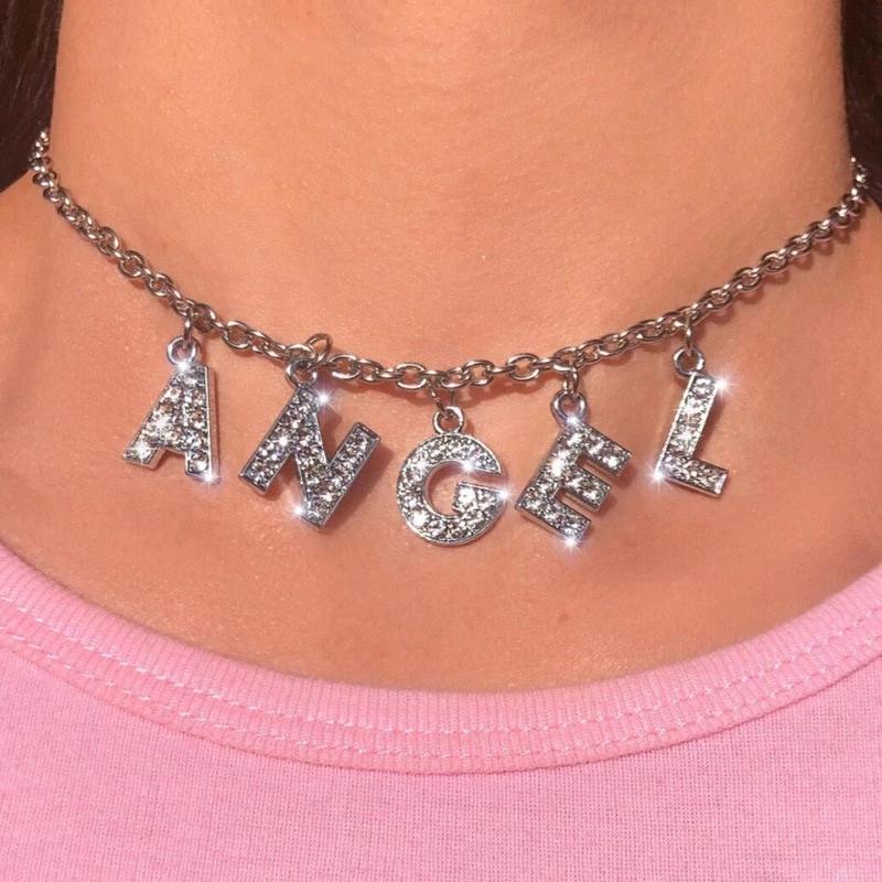 Custom Crystal Letter Necklace - FashionAngelz