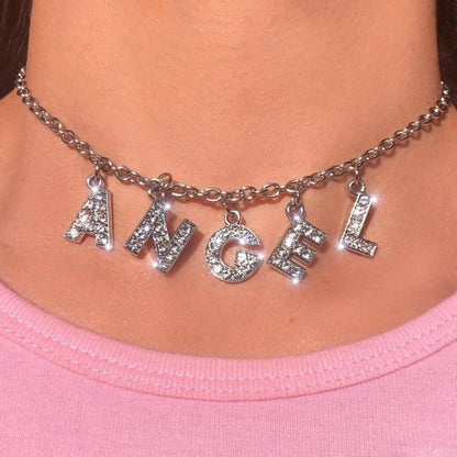 Custom Crystal Letter Necklace - FashionAngelz
