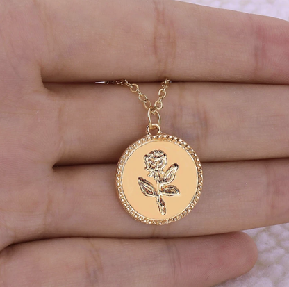 Rose Coin Pendant Necklace - FashionAngelz