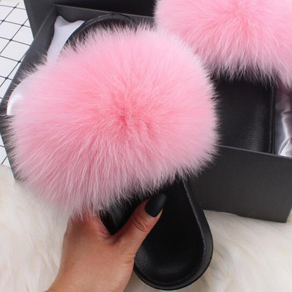 Fox Fur Sliders - FashionAngelz