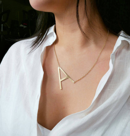 Large Initial Necklace - FashionAngelz
