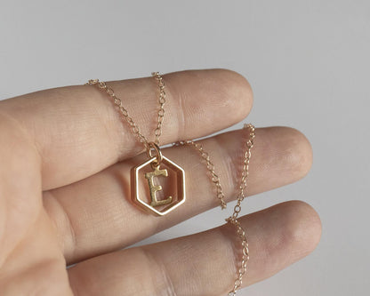 Hexagon Letter Necklace - FashionAngelz