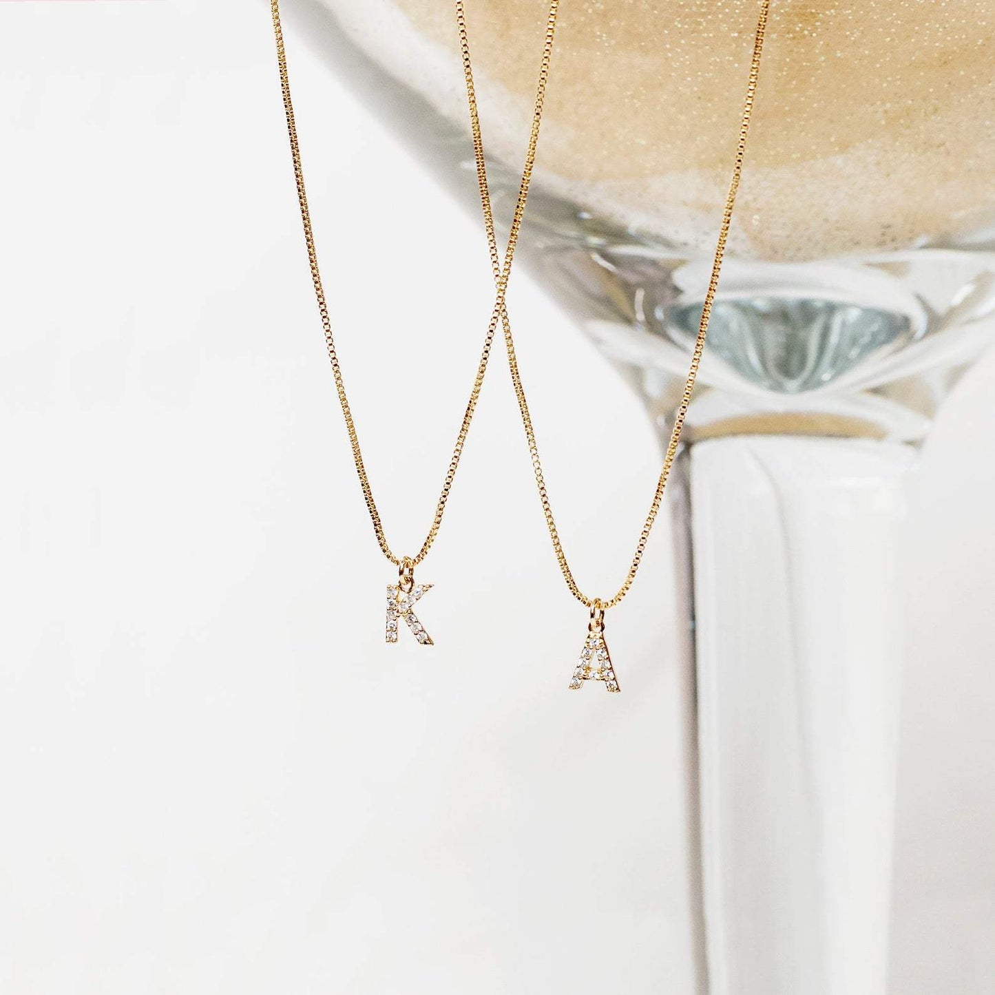 Cubic Zirconia Mini Initial Necklace - FashionAngelz