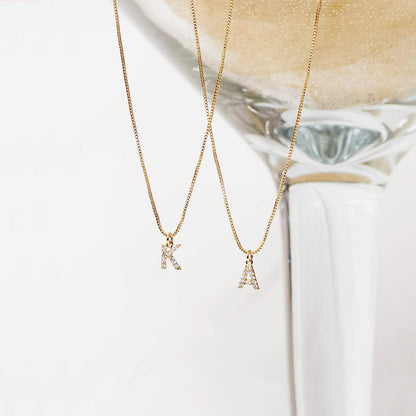 Cubic Zirconia Mini Initial Necklace - FashionAngelz
