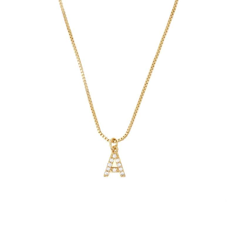 Cubic Zirconia Mini Initial Necklace - FashionAngelz