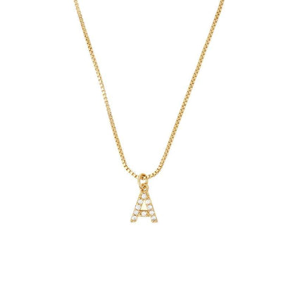 Cubic Zirconia Mini Initial Necklace - FashionAngelz