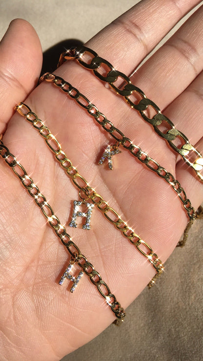 Gold Filled Cuban Initial Anklet - FashionAngelz