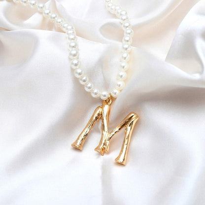 Pearl Initial Necklace - FashionAngelz