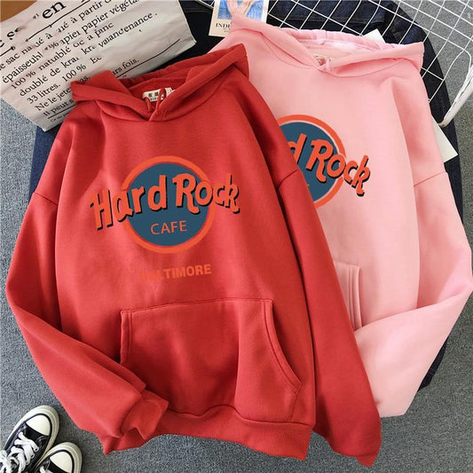 "Hard Rock Cafe" Pullover Hoodie Hoodies & Sweatshirts JiuCheng_001 Store Ruby Red S 