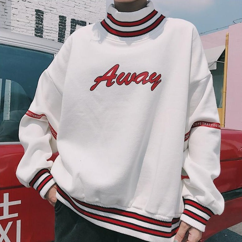 Oversized "Away" Turtleneck Hoodie Hoodies & Sweatshirts JiuCheng_002 Store Snow White S 