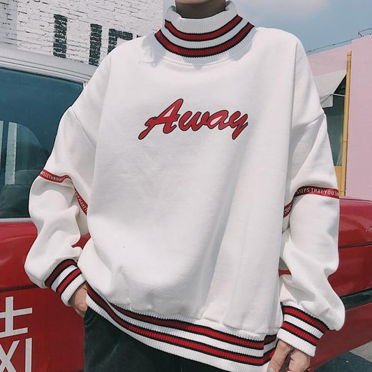 Oversized "Away" Turtleneck Hoodie Hoodies & Sweatshirts JiuCheng_002 Store Snow White S 