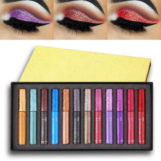Waterproof 12 Colour Liquid Glitter Eyeshadow - FashionAngelz