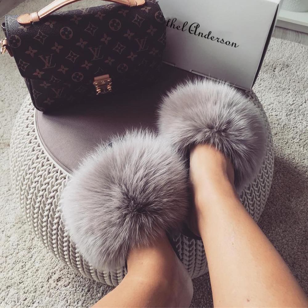Fox Fur Sliders - FashionAngelz