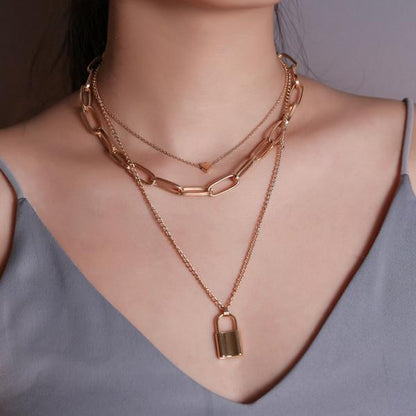 Multi-Layer PadLock Necklace - FashionAngelz