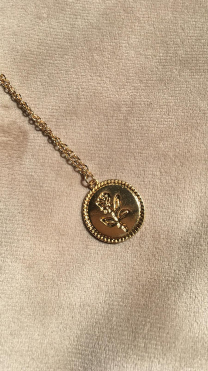Rose Coin Pendant Necklace - FashionAngelz
