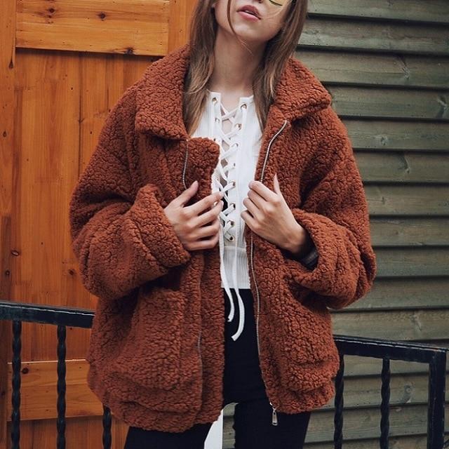 Teddy Plush Fur Coat - FashionAngelz