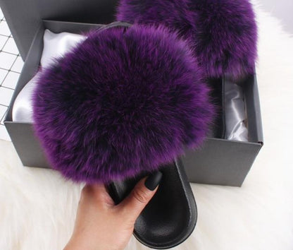 Fox Fur Sliders - FashionAngelz