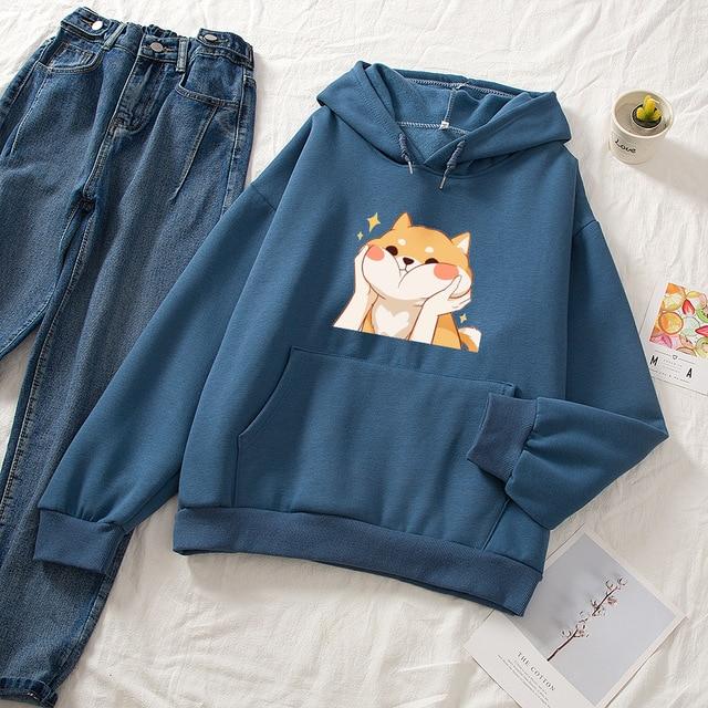 Cat Dreaming Pullover Hoodie Hoodies & Sweatshirts DLTUMclothing Store Deep Blue S 