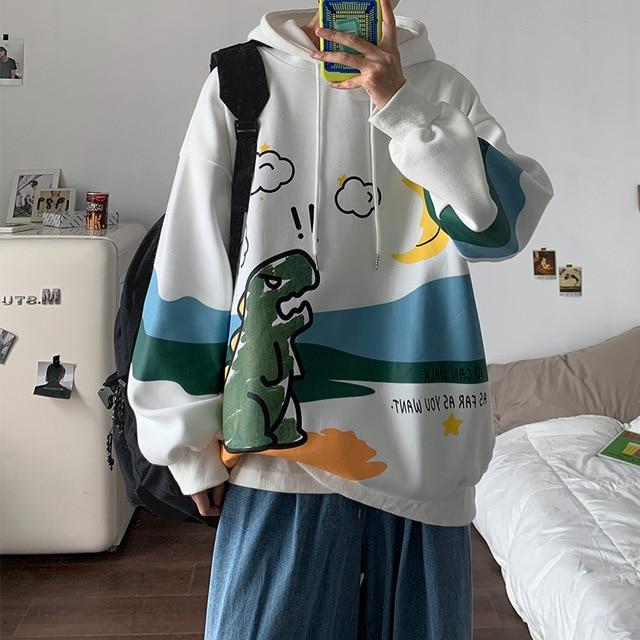 Angry Dinosaur Pullover Hoodie Hoodies & Sweatshirts ZAZOMDE Store Snow White S 