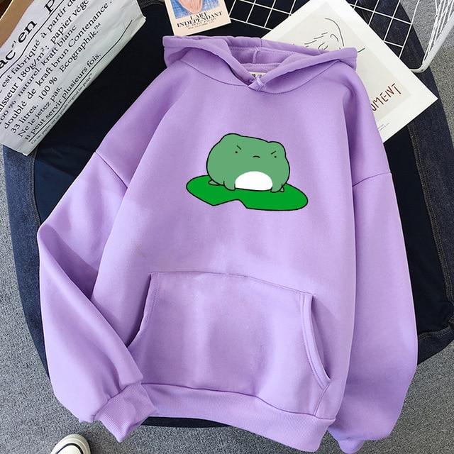 Angry Frog On Lily Pad Hoodie Hoodies & Sweatshirts TING&TAO Store Lavender S 
