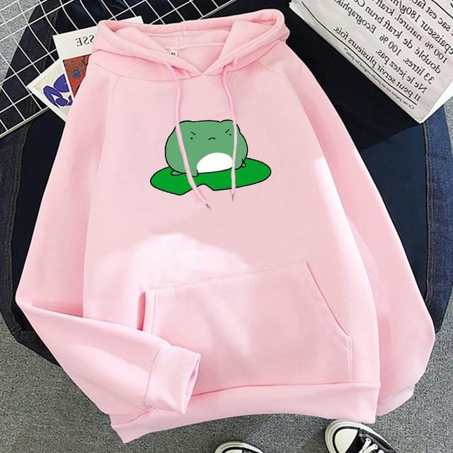 Angry Frog On Lily Pad Hoodie Hoodies & Sweatshirts TING&TAO Store Blush Pink S 