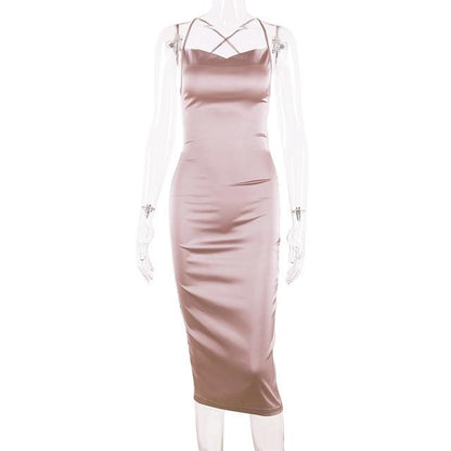 Sleeveless Satin Dress - FashionAngelz