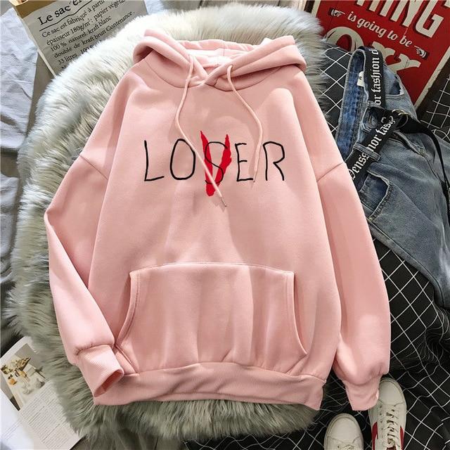 Lover/Loser Hoodie Hoodies & Sweatshirts Doflamingo Store pink S 