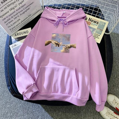 Aesthetic Connecting Hand Hoodie Hoodies & Sweatshirts Mr. Xiao's Store Lavender S 