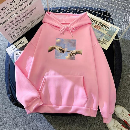 Aesthetic Connecting Hand Hoodie Hoodies & Sweatshirts Mr. Xiao's Store Cotton Candy Pink S 