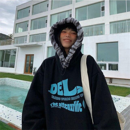 Fluffy Hood Hoodie Hoodies & Sweatshirts Adaclothing Store Midnight Black M 