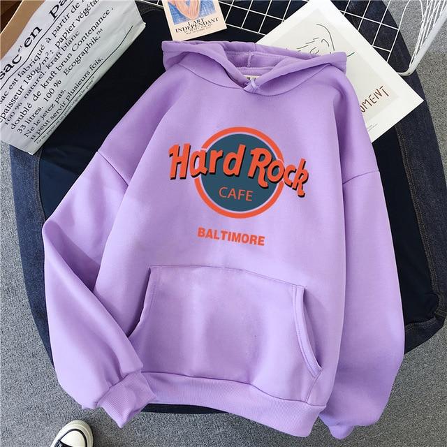 "Hard Rock Cafe" Pullover Hoodie Hoodies & Sweatshirts JiuCheng_001 Store Lavender S 