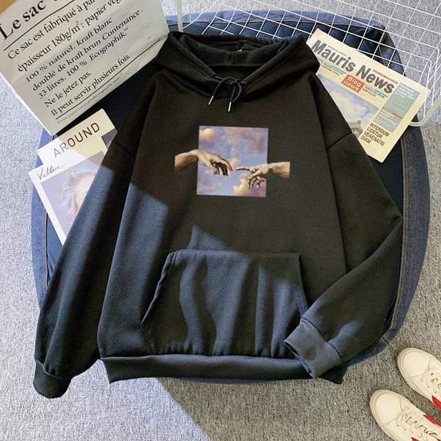 Aesthetic Connecting Hand Hoodie Hoodies & Sweatshirts Mr. Xiao's Store Midnight Black S 