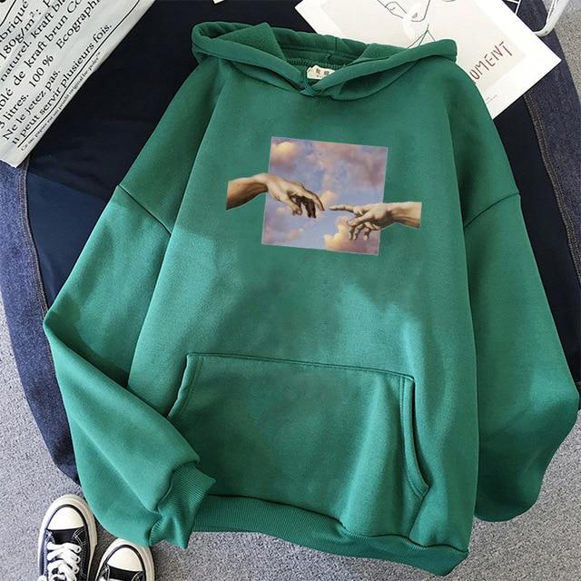 Aesthetic Connecting Hand Hoodie Hoodies & Sweatshirts Mr. Xiao's Store Forest Green S 