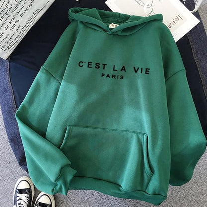 "C'est La Vie" Pullover Hoodie Hoodies & Sweatshirts LJ Kpop Harajuku Store Forest Green S 
