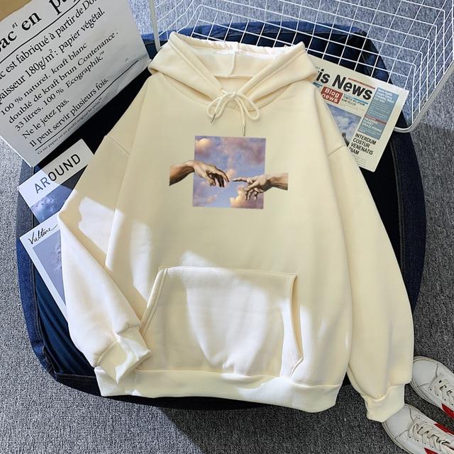 Aesthetic Connecting Hand Hoodie Hoodies & Sweatshirts Mr. Xiao's Store Snow White S 